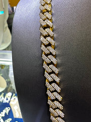 10K Yellow Gold Cuban 12.45CT Diamonds 20"