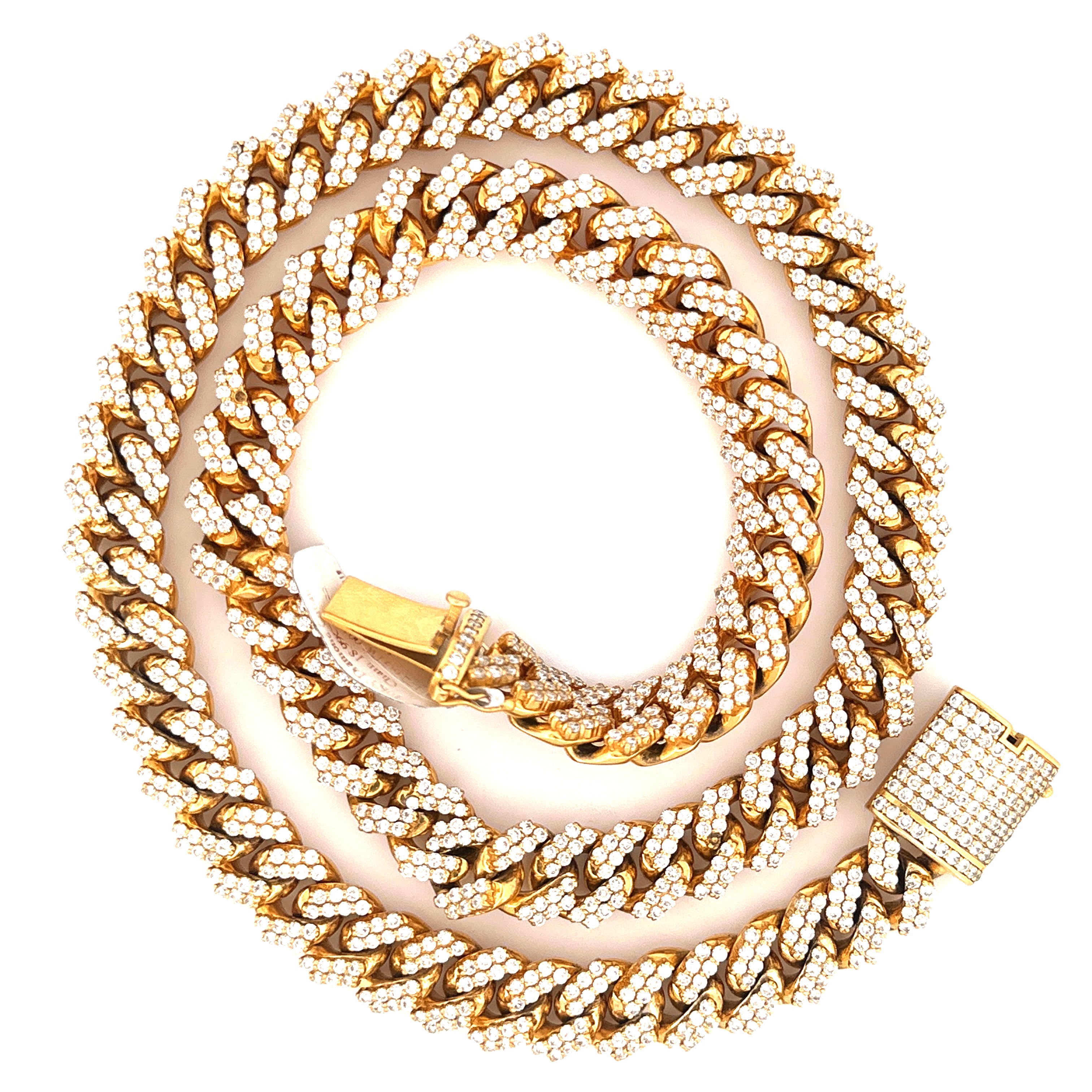 10K Yellow Gold Cuban 12.45CT Diamonds 20"