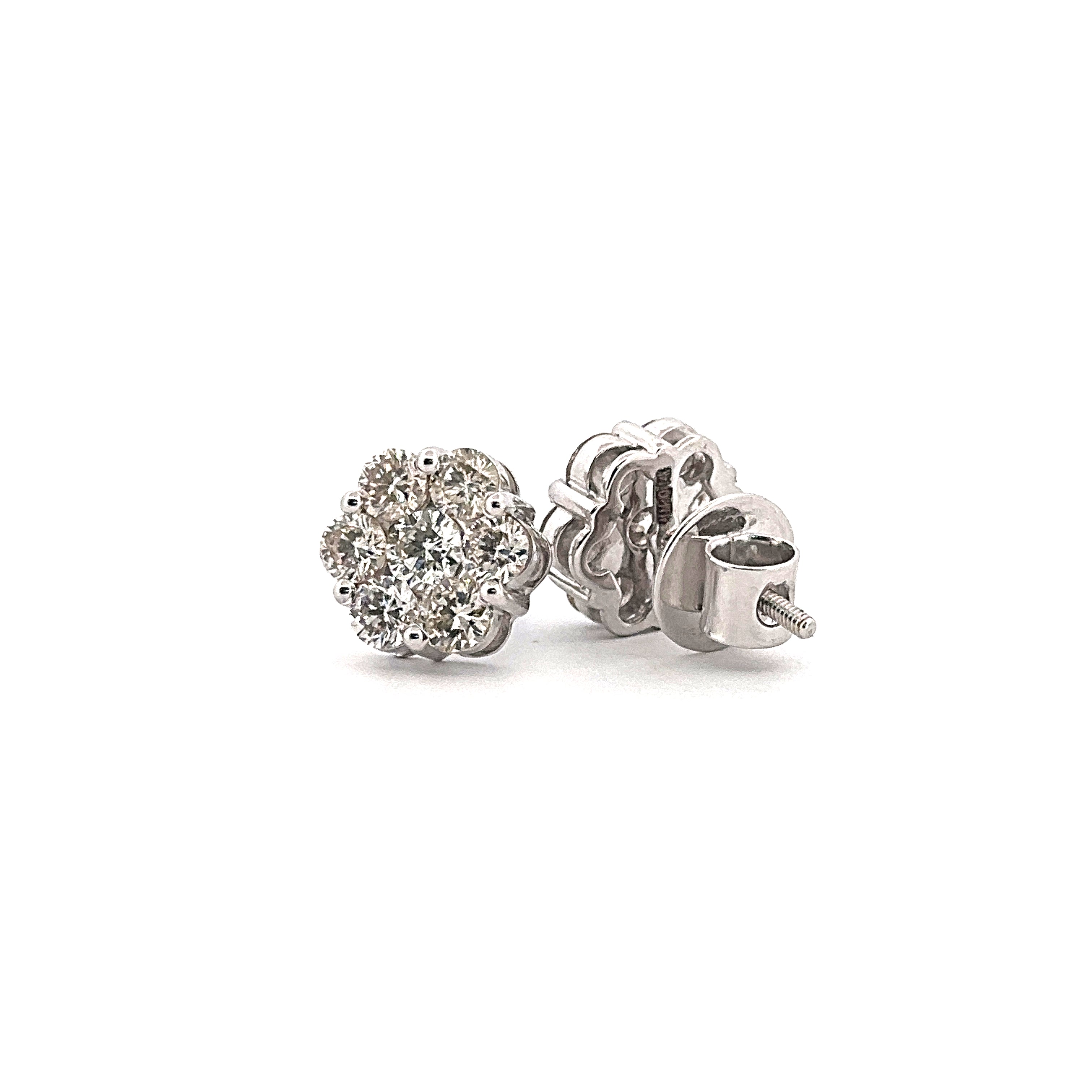 10K White Gold Diamond Earrings 1.47CTW
