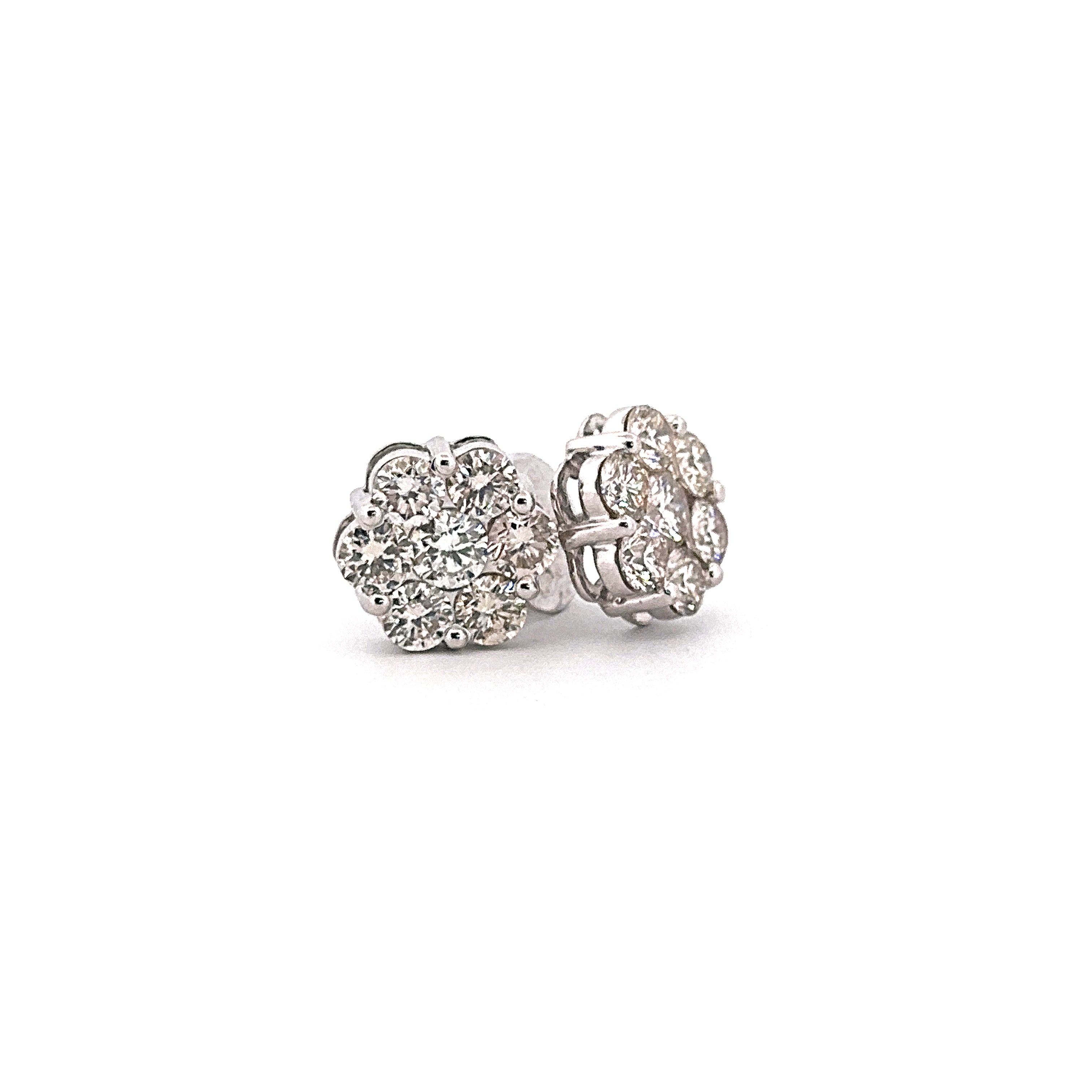 10K White Gold Diamond Earrings 1.47CTW