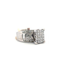 10K White Gold Square Diamond Engagement Ring 2.01 CTW