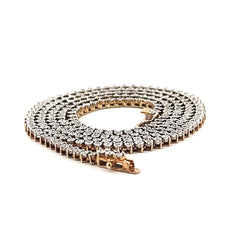 10K Two Tone 2CT Tennis Diamond Chain 20''