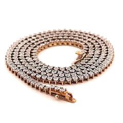 10K Two Tone 2CT Tennis Diamond Chain 20''