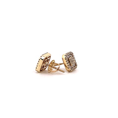 10K Yellow Gold Square Diamond Earrings 0.57CTW