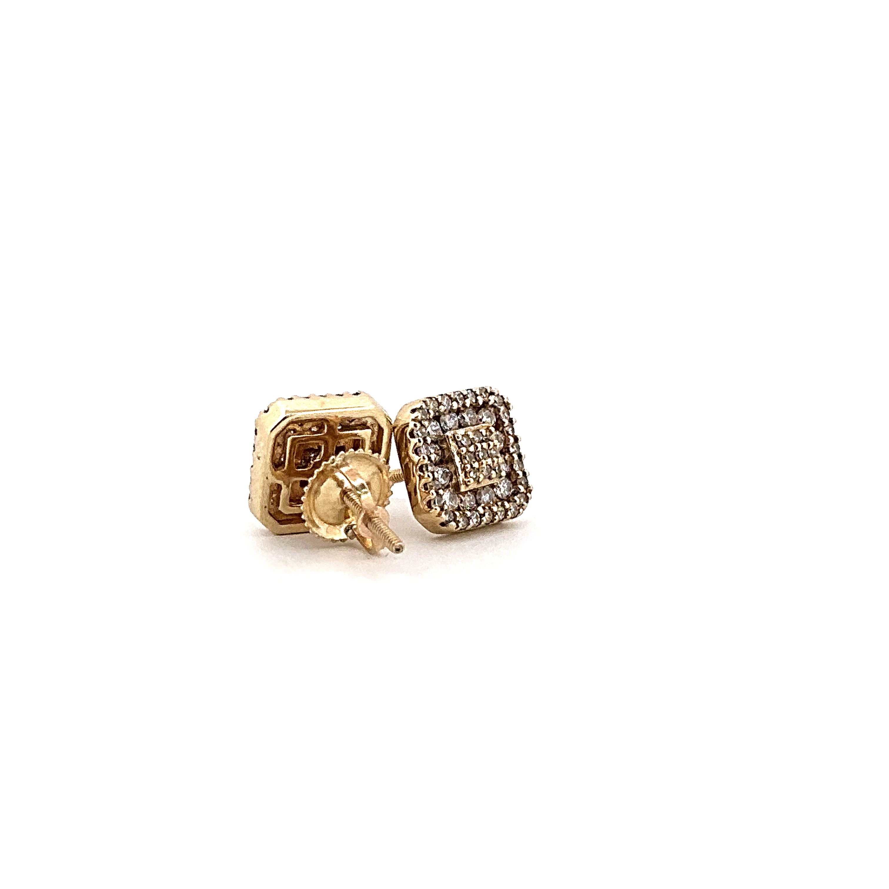 10K Yellow Gold Square Diamond Earrings 0.57CTW