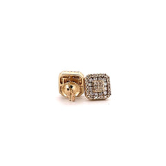 10K Yellow Gold Square Diamond Earrings 0.57CTW