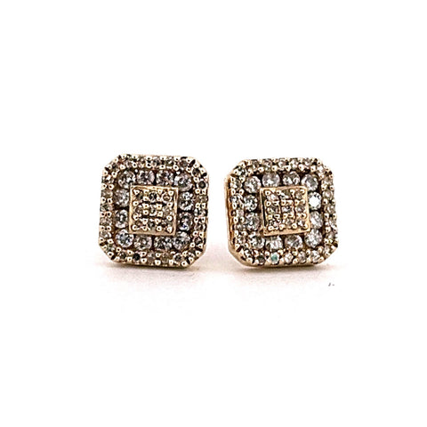 10K Yellow Gold Square Diamond Earrings 0.57CTW