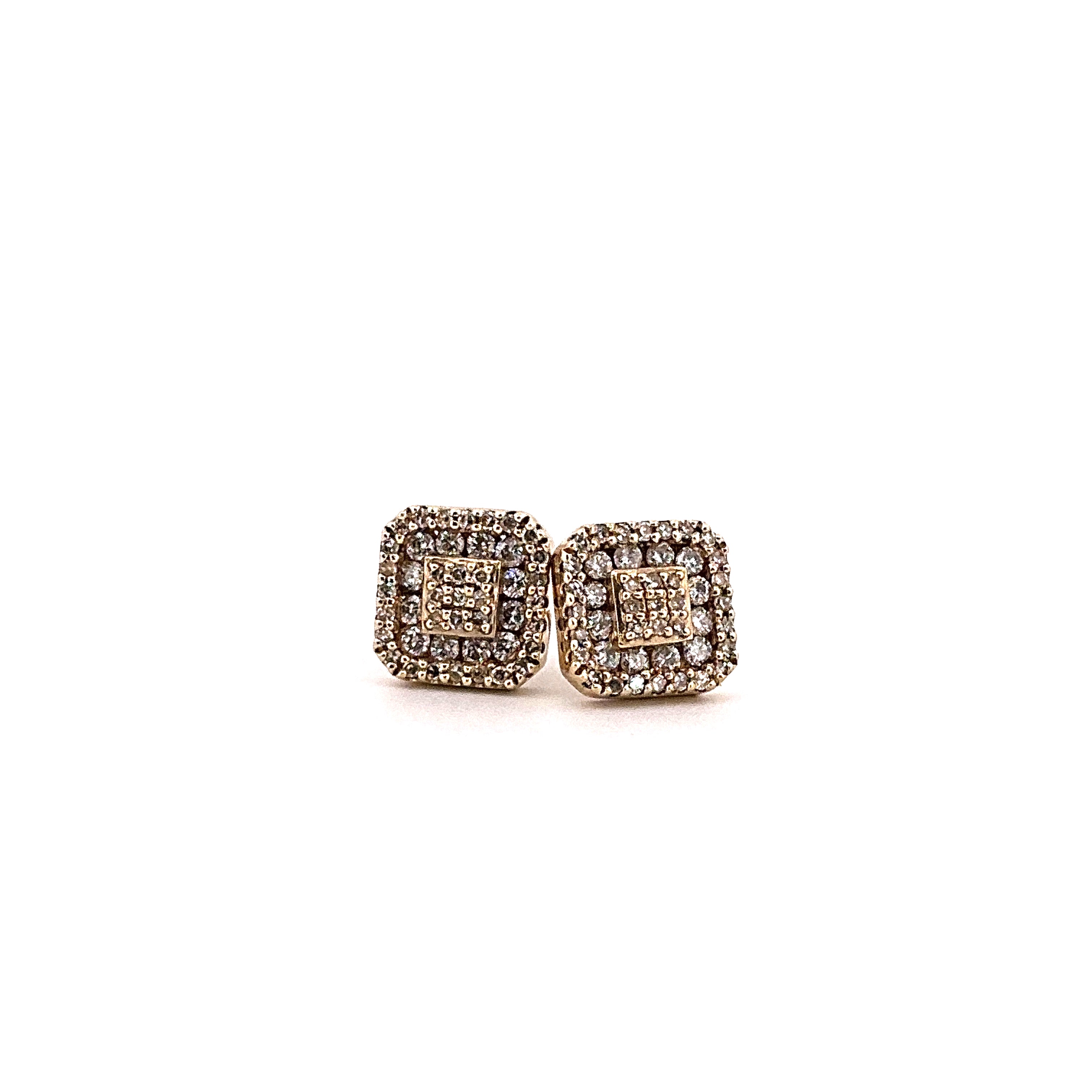 10K Yellow Gold Square Diamond Earrings 0.57CTW