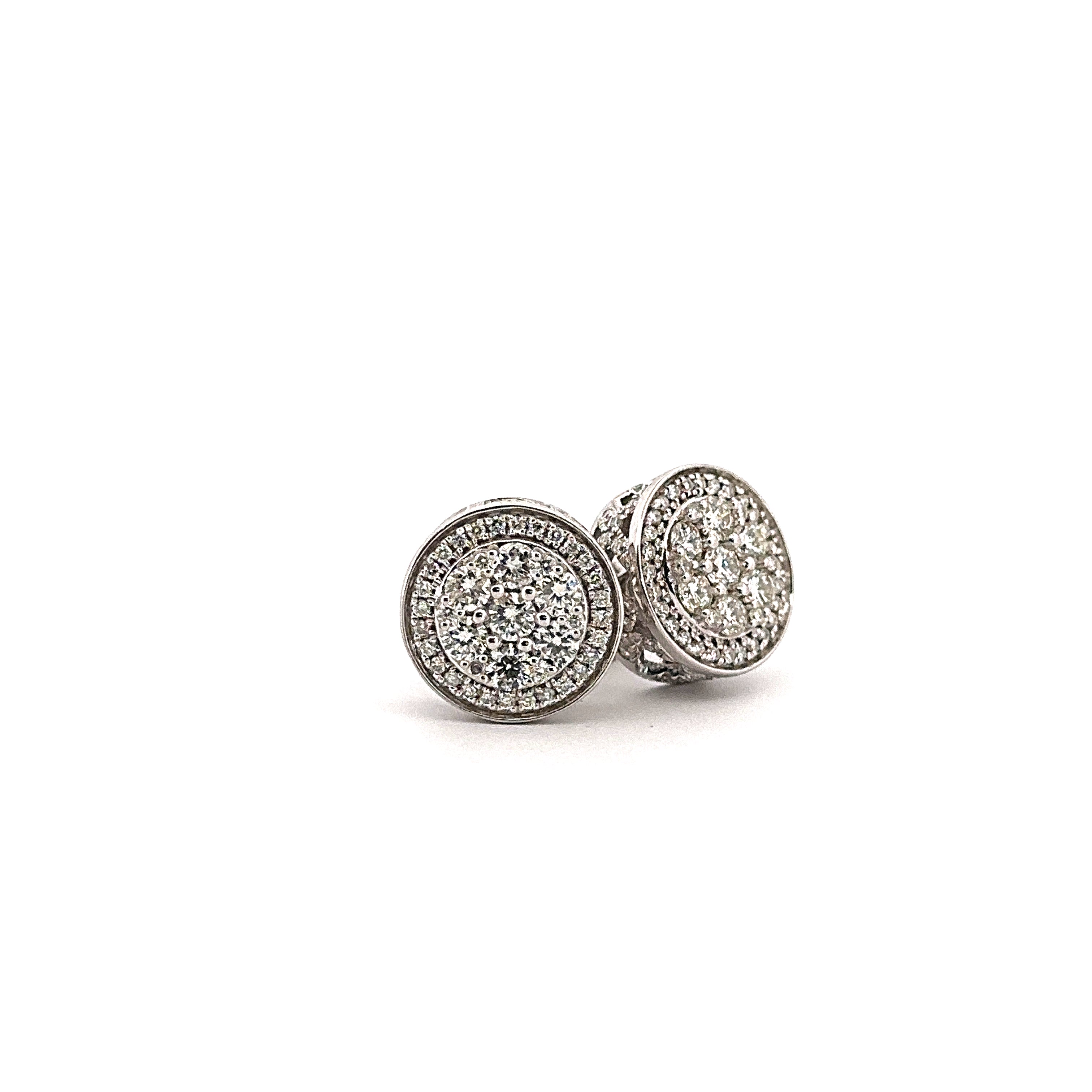 14K White Gold Diamond Earrings Studs 1.25CTW
