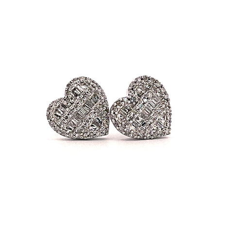 10KT White Gold Heart Earrings 0.42CT