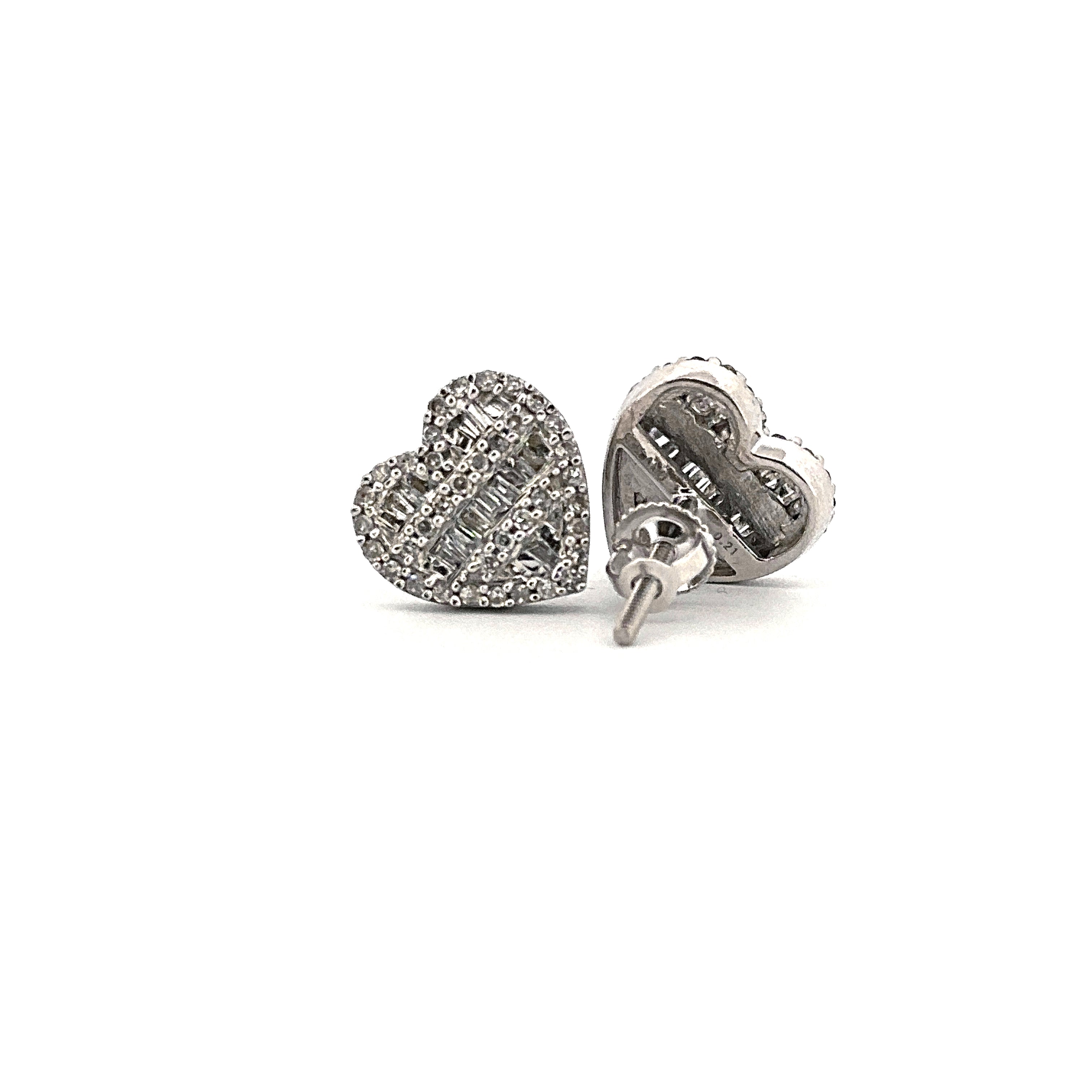 10KT White Gold Heart Earrings 0.42CT
