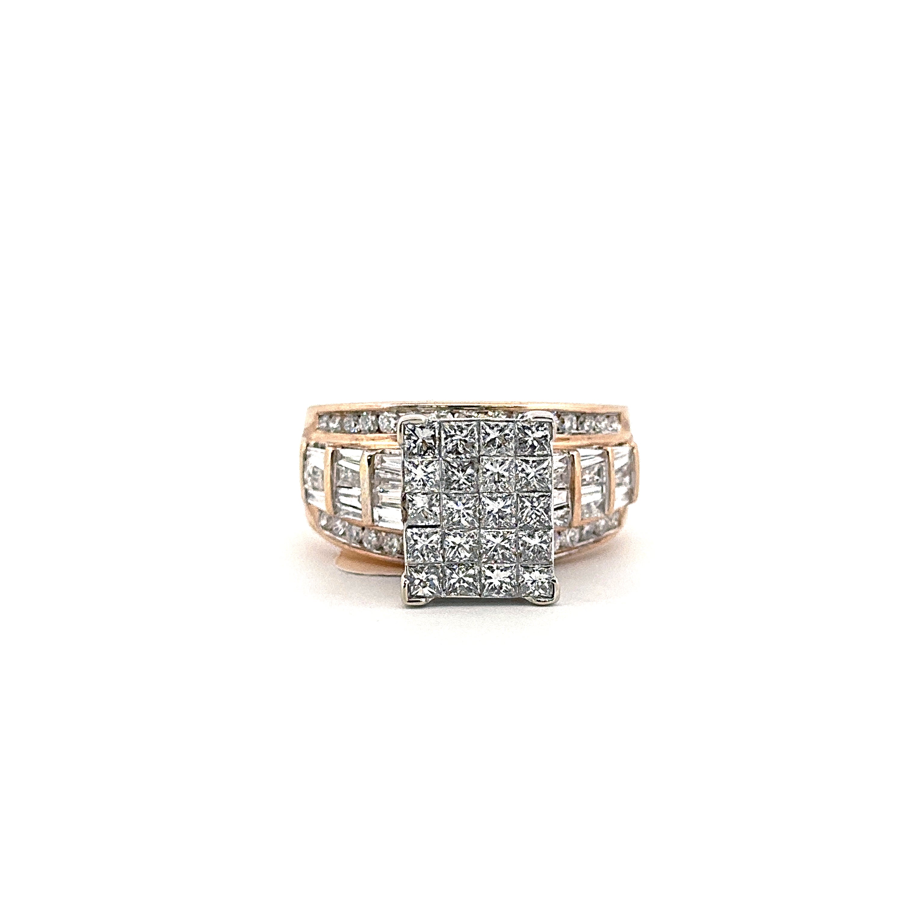 10K Yellow Gold Square Diamond Engagement Ring 2.0 CTW