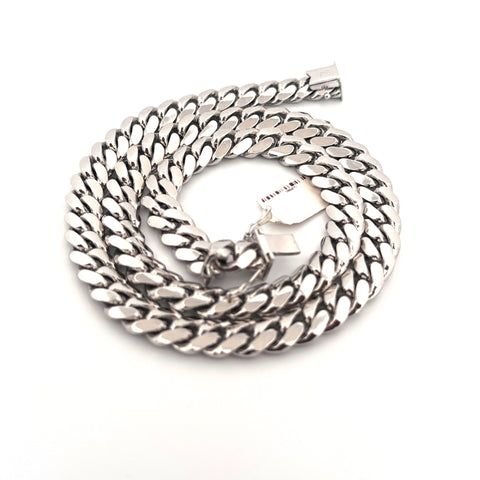 10K White Gold Cuban 18" 9mm