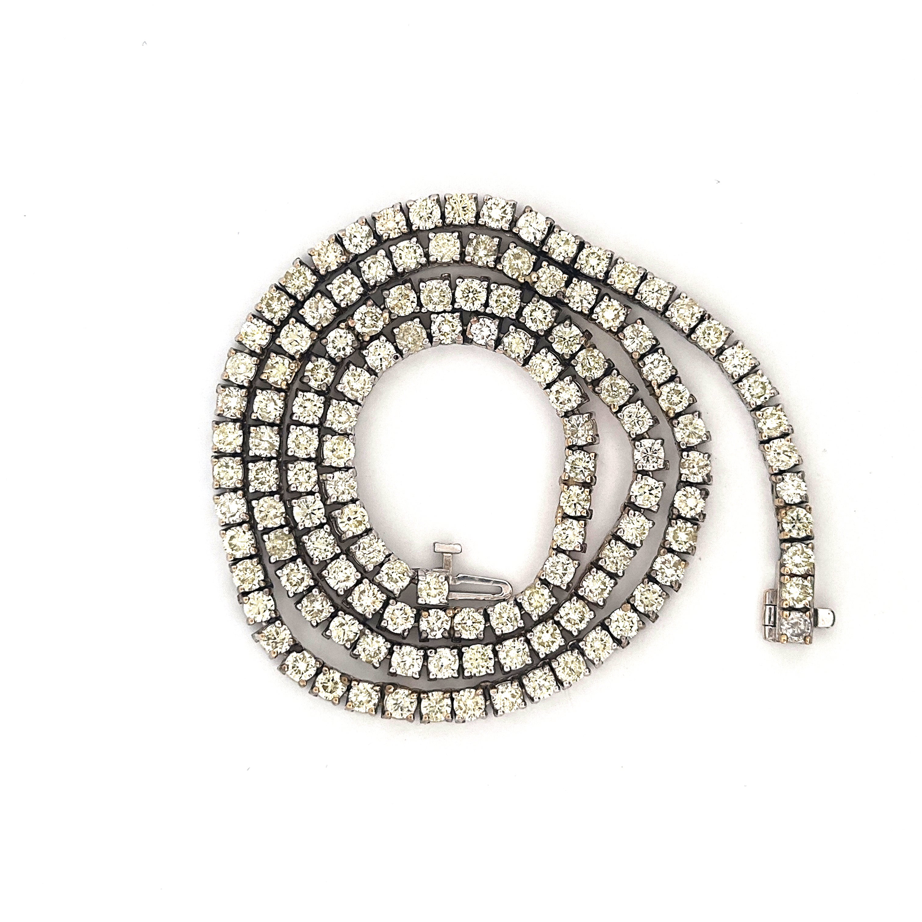 10K White Gold Tennis Chain 19.5CTW