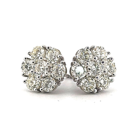 14K White Gold Diamond Earrings 2.76CTW