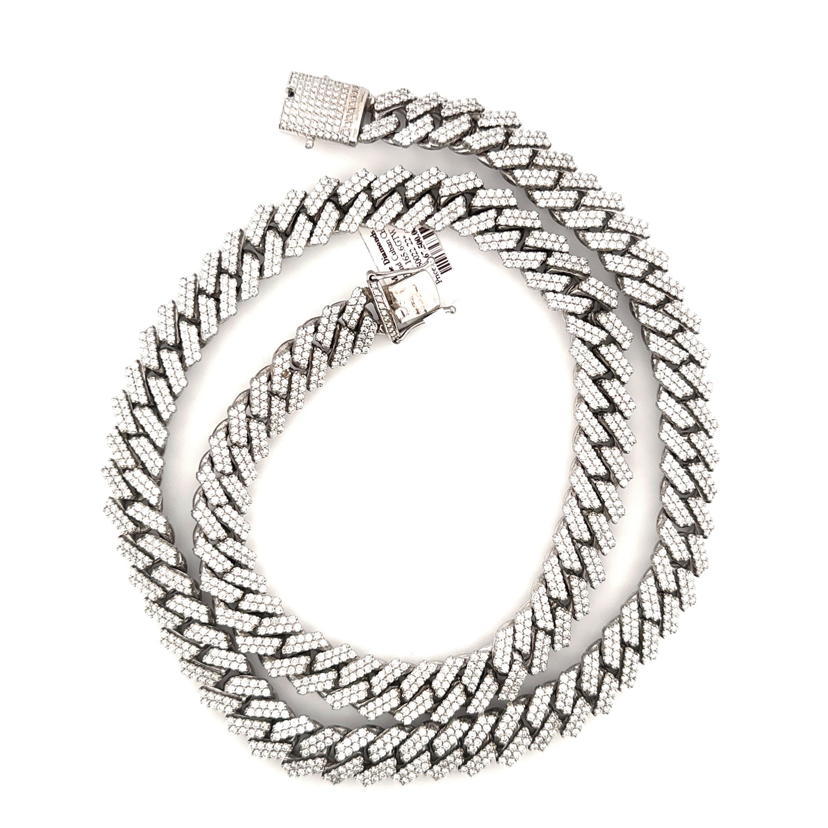 10K White Gold Diamond Cuban 26.75CTW