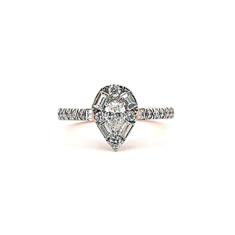 14 KT Rose Gold Pear Diamond 0.90CT