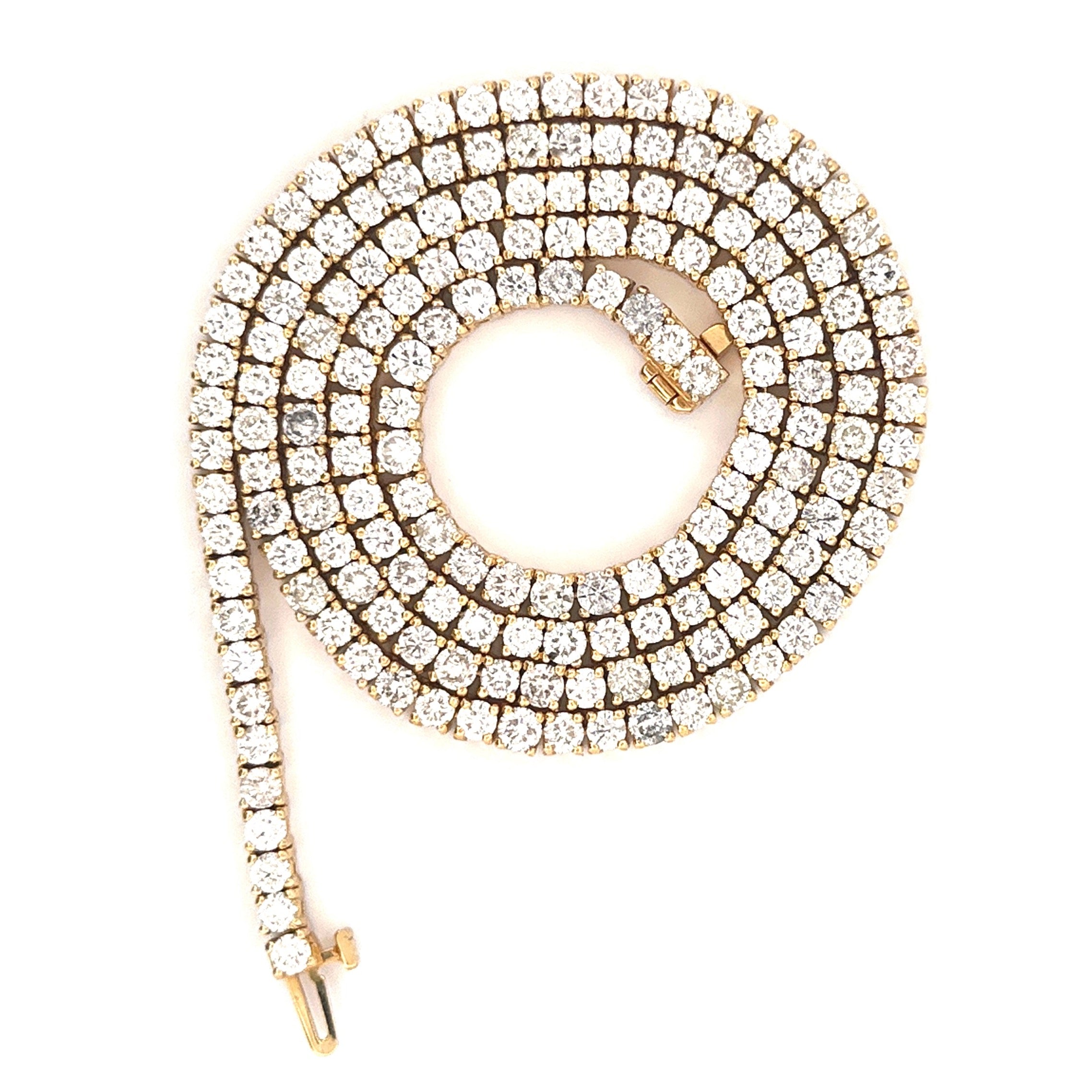 10K Yellow Gold 19.5CTW Tennis Chain 22"