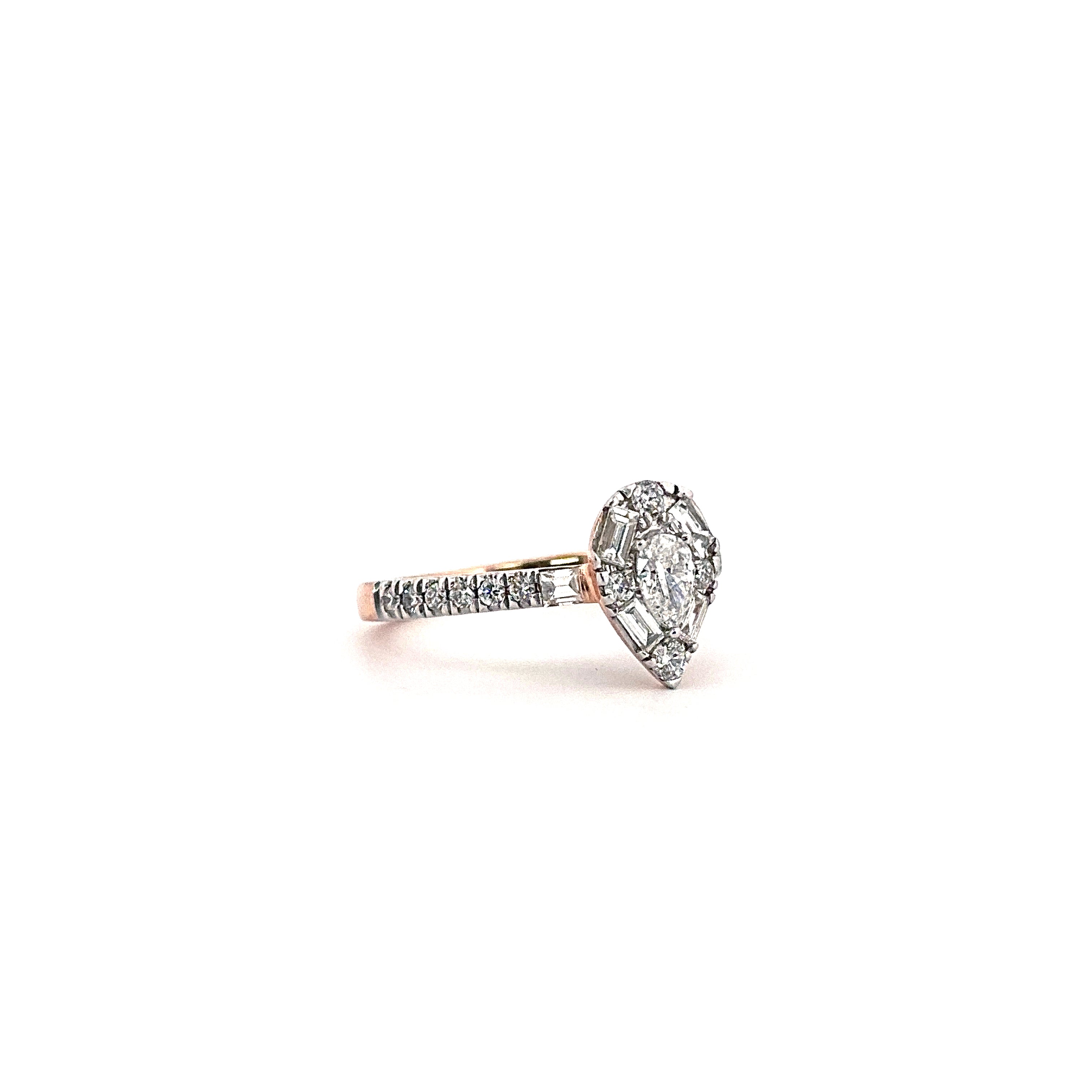 14 KT Rose Gold Pear Diamond 0.90CT