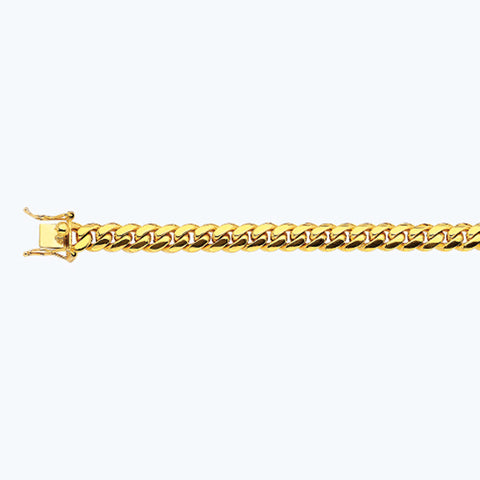 14K 8MM YELLOW GOLD SOLID MIAMI CUBAN 9" CHAIN BRACELET (AVAILABLE IN LENGTHS 7" - 30")