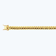 14K 7MM YELLOW GOLD SOLID MIAMI CUBAN 7" CHAIN BRACELET (AVAILABLE IN LENGTHS 7" - 30")