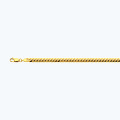 14K 5MM YELLOW GOLD SOLID MIAMI CUBAN 9" CHAIN BRACELET (AVAILABLE IN LENGTHS 7" - 30")