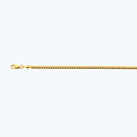 14K 3.5MM YELLOW GOLD SOLID MIAMI CUBAN 8" CHAIN BRACELET (AVAILABLE IN LENGTHS 7" - 30")