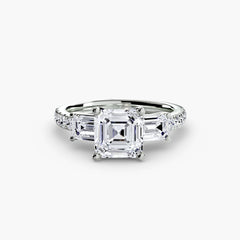 Three-Stone Ring with Pavé Band 4