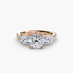 Three-Stone Ring with Pavé Band 4