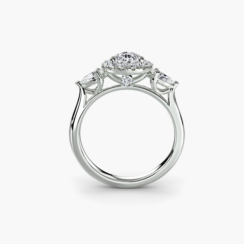 Three-Stone Ring with Halo