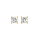 1.5 Carat Princess Lab Grown Diamond Stud Earrings Yellow Gold angle view