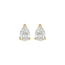 2 Carat Pear Lab Grown Diamond Stud Earrings Yellow Gold angle view