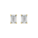 2 Carat Emerald Cut Lab Grown Diamond Stud Earrings Yellow Gold angle view