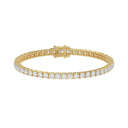 Classic 4 Prong Lab Grown Diamond Tennis Bracelet approx. 7 ct Yellow Gold angle view