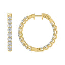 5 Carat Inside-Out Round Lab Grown Diamond Hoop Earrings Yellow Gold angle view