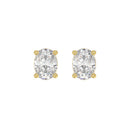 3 Carat Oval Lab Grown Diamond Stud Earrings Yellow Gold angle view