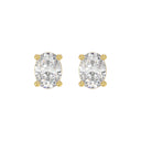 4 Carat Oval Lab Grown Diamond Stud Earrings Yellow Gold angle view