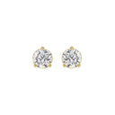 2 Carat Round Brilliant Lab Grown Diamond Stud Earrings Yellow Gold angle view