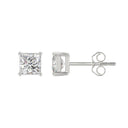 2 Carat Princess Lab Grown Diamond Stud Earrings White Gold angle view