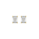 1 Carat Emerald Cut Lab Grown Diamond Stud Earrings Yellow Gold angle view