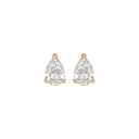 1 Carat Pear Lab Grown Diamond Stud Earrings Yellow Gold angle view