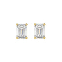 2.5 Carat Emerald Cut Lab Grown Diamond Stud Earrings Yellow Gold angle view