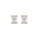 1.5 Carat Emerald Cut Lab Grown Diamond Stud Earrings Yellow Gold angle view
