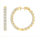 7 Carat Inside-Out Round Lab Grown Diamond Hoop Earrings Yellow Gold angle view