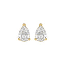 2.5 Carat Pear Lab Grown Diamond Stud Earrings Yellow Gold angle view