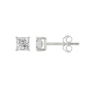 1 Carat Princess Lab Grown Diamond Stud Earrings White Gold angle view