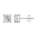 4 Carat Princess Lab Grown Diamond Stud Earrings White Gold angle view