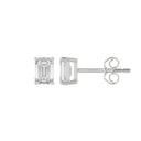 1 Carat Emerald Cut Lab Grown Diamond Stud Earrings White Gold angle view