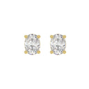 2.5 Carat Oval Lab Grown Diamond Stud Earrings Yellow Gold angle view