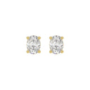 1.5 Carat Oval Lab Grown Diamond Stud Earrings Yellow Gold angle view